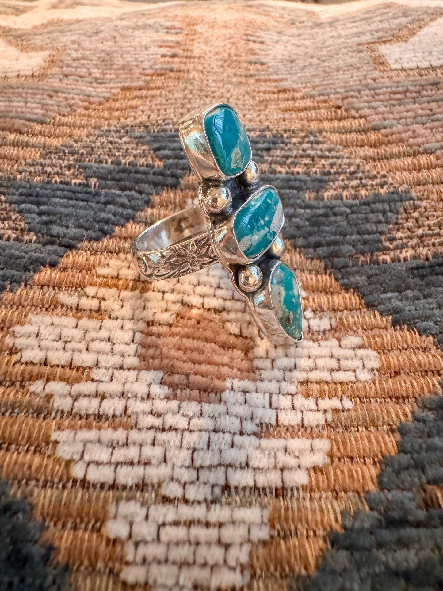 Stunner Fox Turquoise & Sterling Ring