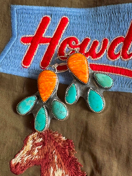 Spiny Oyster & turquoise dangles