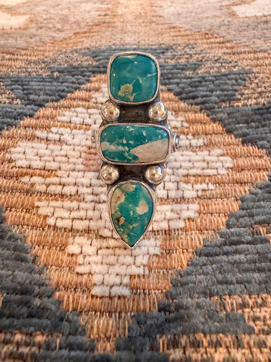 Stunner Fox Turquoise & Sterling Ring